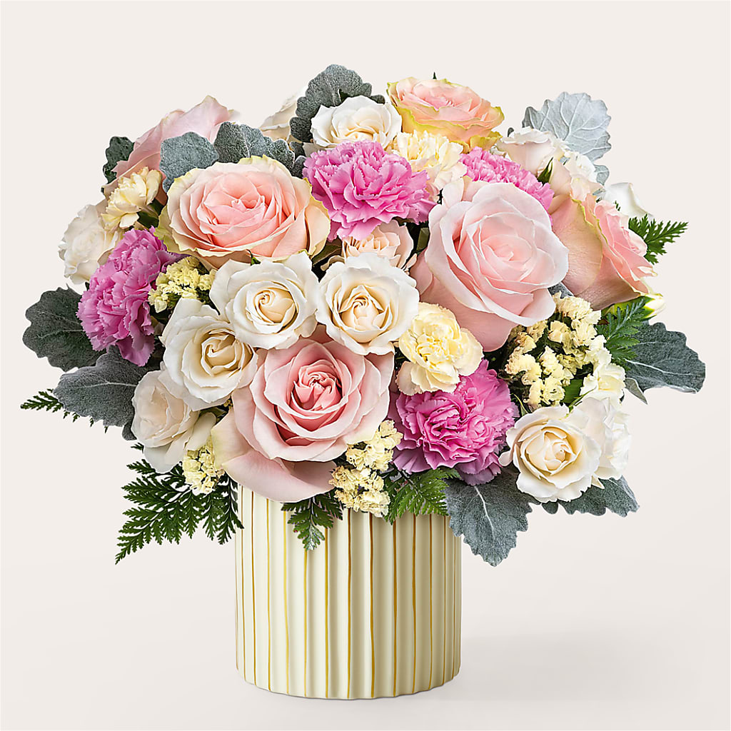 Blissful Moments Bouquet with Ivory Vase – DAWN'S FLOWER PATCH, Lake Wales FL