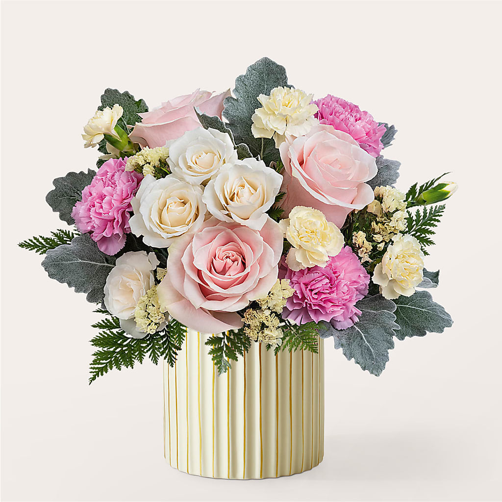 Blissful Moments Bouquet with Ivory Vase – DAWN'S FLOWER PATCH, Lake Wales FL