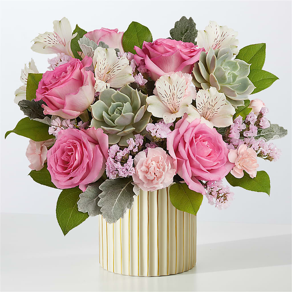 Dusty Rose Bouquet with Ivory Vase – DAWN'S FLOWER PATCH, Lake Wales FL
