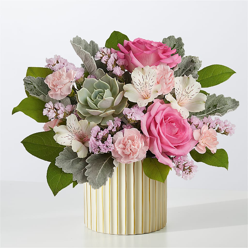 Dusty Rose Bouquet with Ivory Vase – DAWN'S FLOWER PATCH, Lake Wales FL