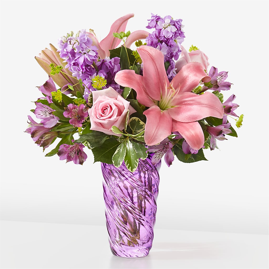 Precious Petals Bouquet with Luxe Swirl Vase – DAWN'S FLOWER PATCH, Lake Wales FL