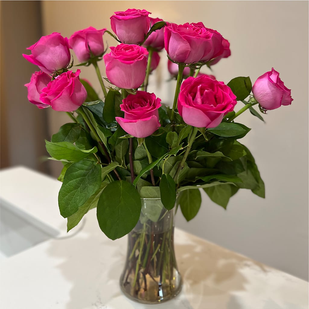 Long Stem Pink Rose Bouquet – DAWN'S FLOWER PATCH, Lake Wales FL