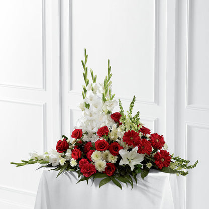 Crimson & White Arrangement – DAWN'S FLOWER PATCH, Lake Wales FL