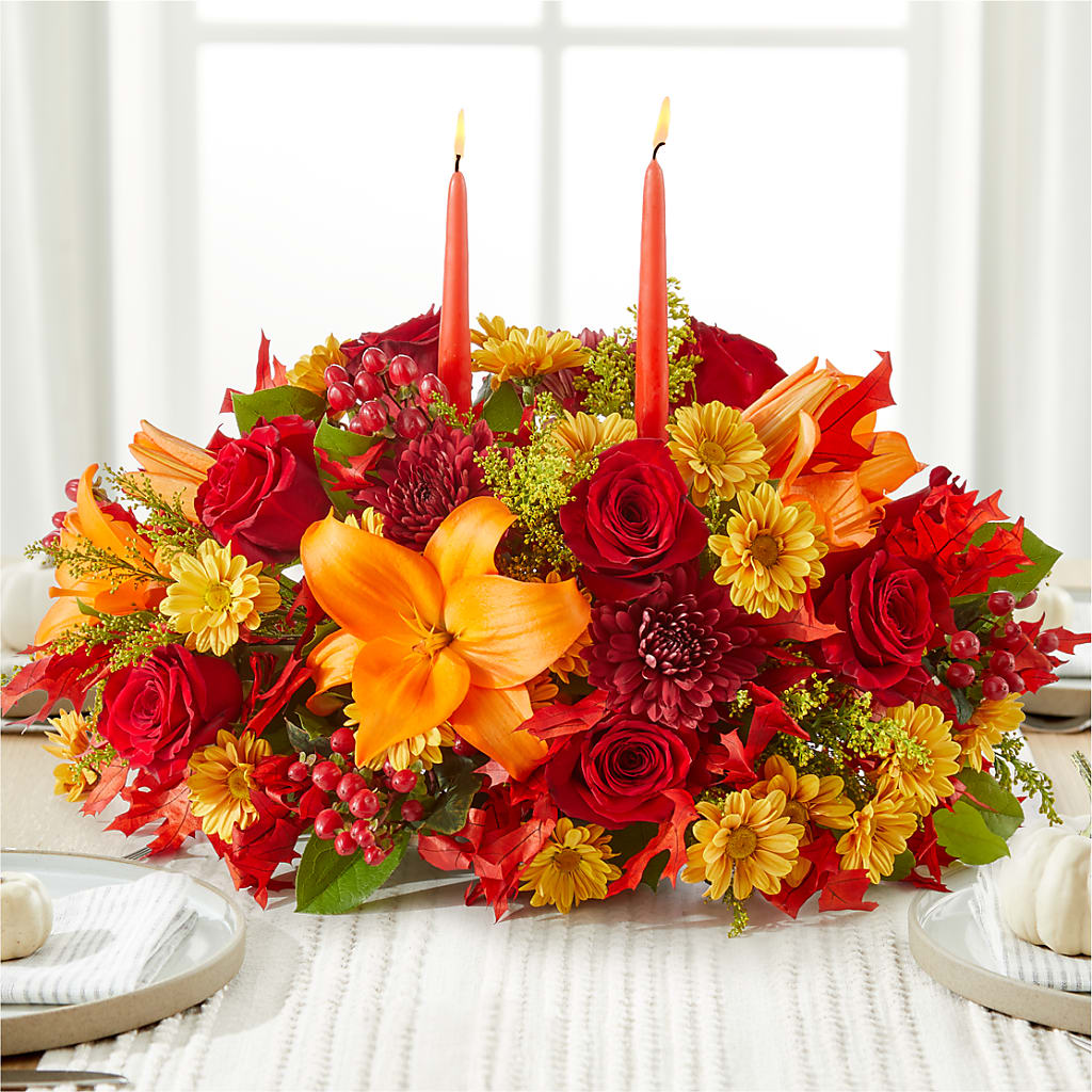 Autumn's Embrace Centerpiece – DAWN'S FLOWER PATCH, Lake Wales FL