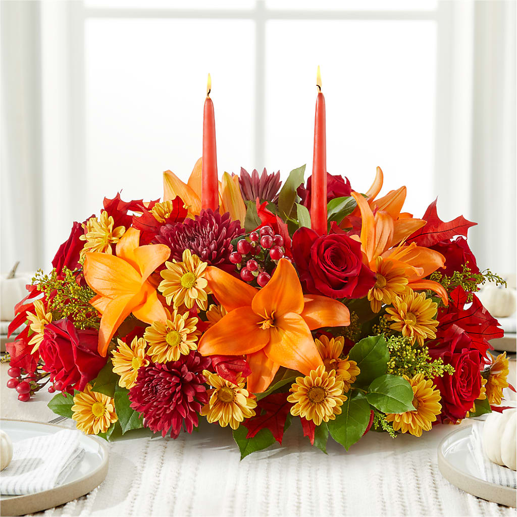 Autumn's Embrace Centerpiece – DAWN'S FLOWER PATCH, Lake Wales FL