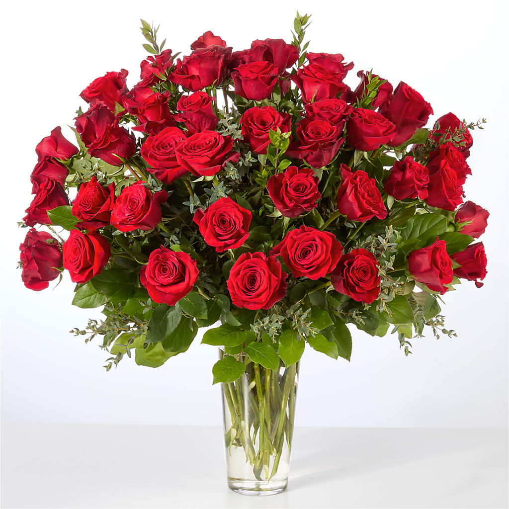 Forever Yours Fifty Stem Red Rose Bouquet – DAWN'S FLOWER PATCH, Lake Wales FL
