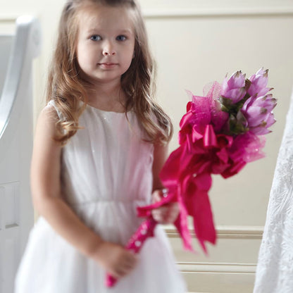 Sparkle Pink Flower Girl Bouquet – DAWN'S FLOWER PATCH, Lake Wales FL